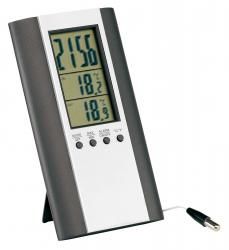 Zegar elektroniczny z termometrem, MARS, srebrny