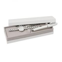 Zestaw CPBM352 - zegarek CMM323 ″Pompadour Blanc″ + długopis CSM3524  ″Mini aquarelle Blanc″