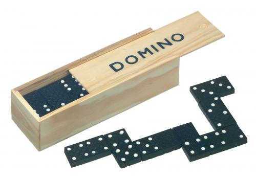 Klasyczna gra DOMINO, drewniano, czarny